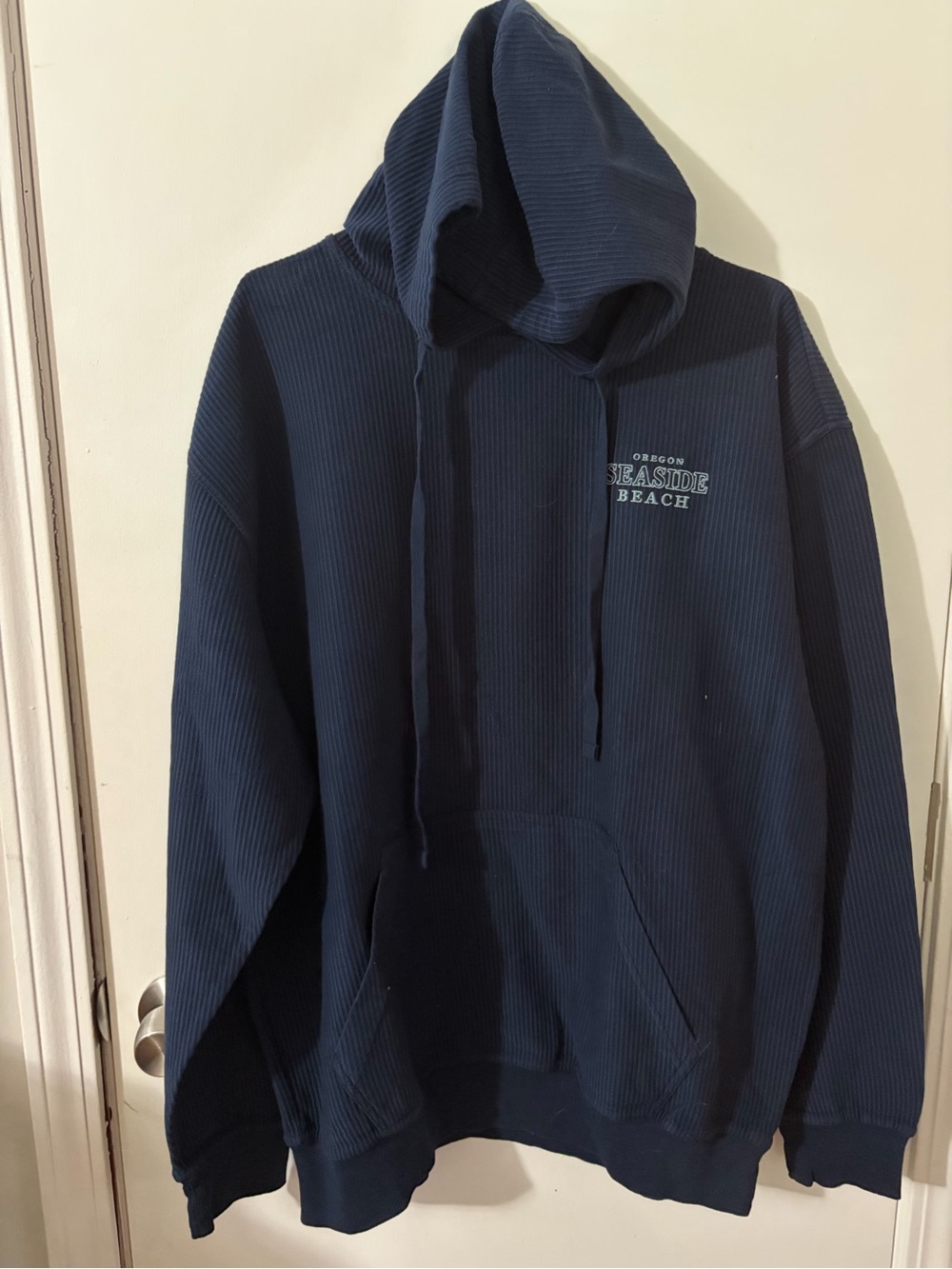 NWOT Blue 84 Men’s Medium Seaside Beach Ribbed Pullover Navy Hoodie Tote12